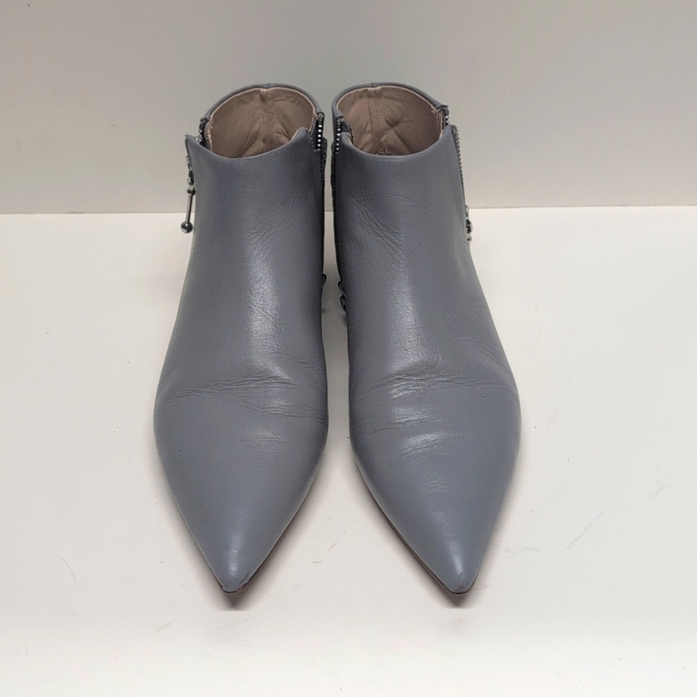 Zara, gray pointy leather ankle boots, size 40 or 9.5